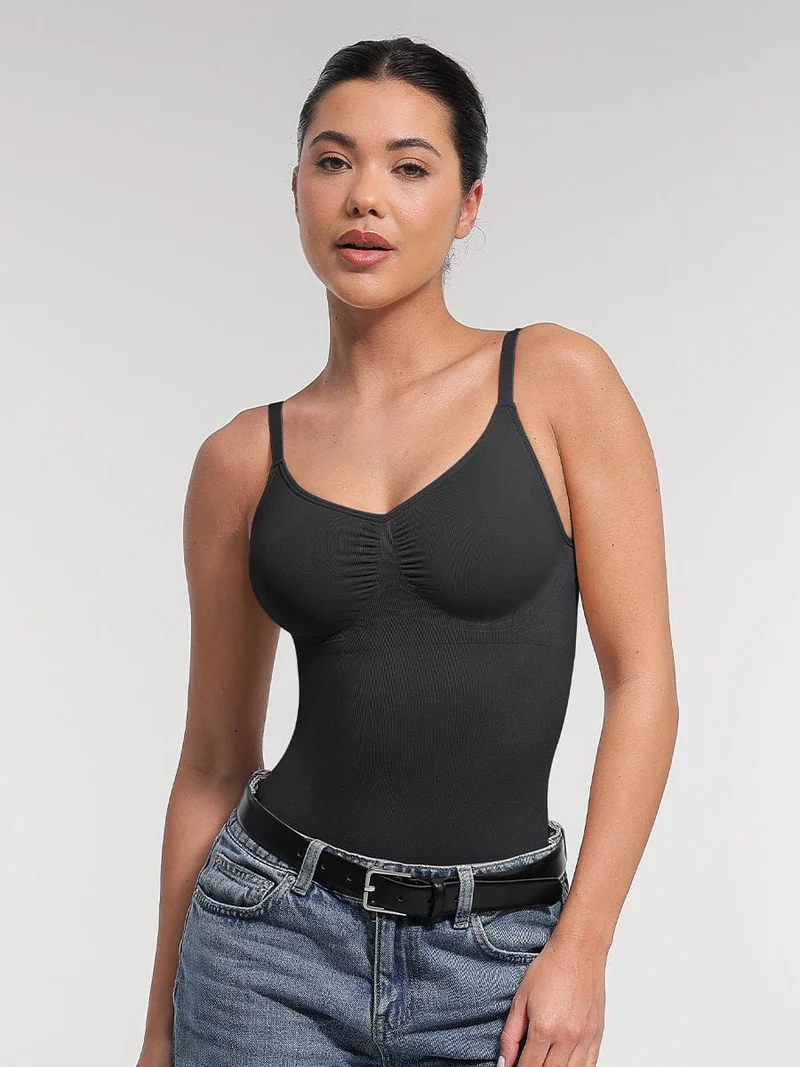 Body Laisa Tanga Seamless con Control de Abdomen y Almohadillas Removibles – Sin Aros - Negro