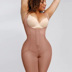 Faja 1era Postura Postquirúrgica de Cuerpo Completo con Soporte en Busto en U - Cocoa Frontal