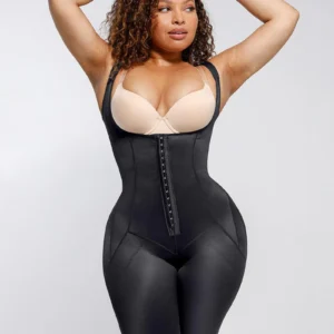Faja 1era Postura Postquirúrgica de Cuerpo Completo con Soporte en Busto en U - Negra Frontal