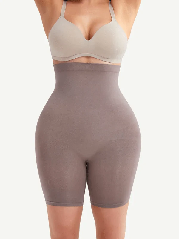 Faja Gema Short Reductora Seamless de Cintura Alta – Morado Claro Frontal