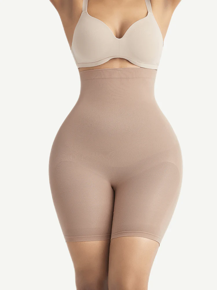 Faja Gema Short Reductora Seamless de Cintura Alta – NUDE Frontal