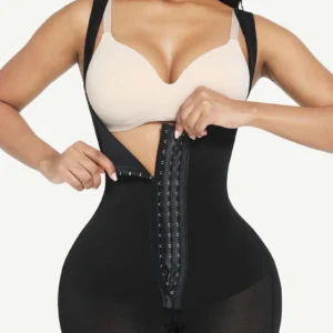 Faja Nina Postoperatoria de Cuerpo Completo con Control Abdominal – Uso Diario y Postquirúrgico - Negro Frontal